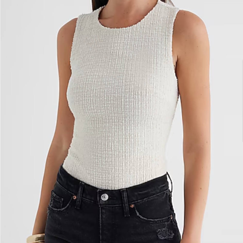 NWT Express Body Contour Tweed Crew Neck Bodysuit